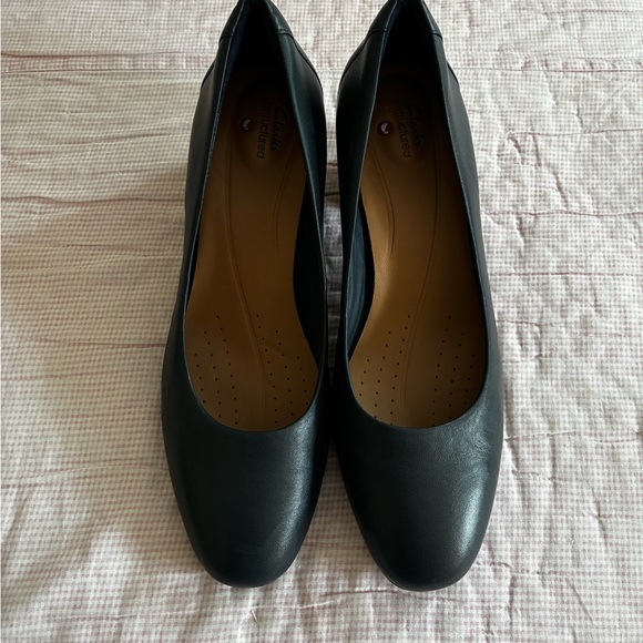 Clarks Shoes - Classic navy Leather (2 inch) Clarks heels